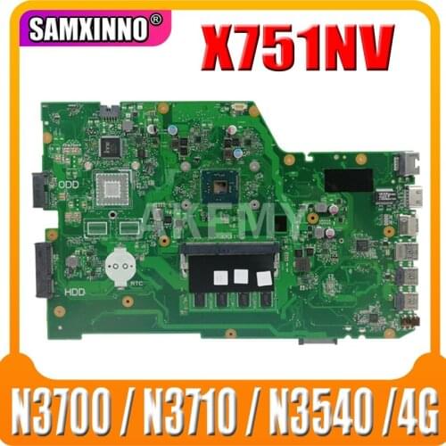 SAMXINNO X751NV original mainboard for ASUS X751NA Laptop motherboard X751NV mainboard with 4GB-RAM N3700 / N3710 / N3540