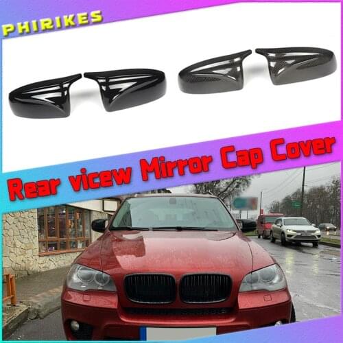 A Pair Real Carbon Fiber/ABS Mirror Cover X5 X6 Car Side Rearview Mirror Cap Cover Replacement For BMW X5 X6 E70 E71 2007-2013