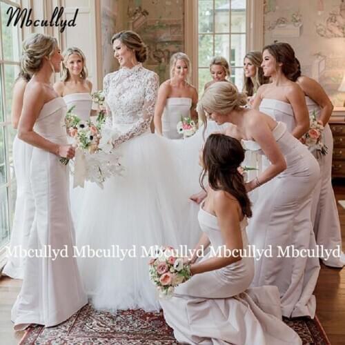 2021 White Bridesmaid Dresses Strapless Country Garden Wedding Party Guest Dress Maid of Honor Gowns Plus Size Custom Made