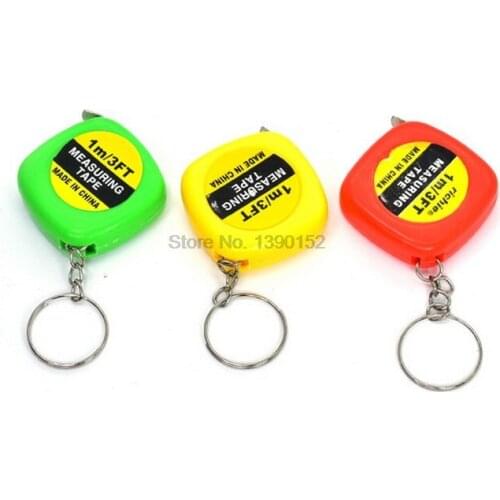 By dhl 500pcs 1m/3ft Easy Retractable Ruler Tape Measure Mini Portable Pull Ruler Keychain Color Random