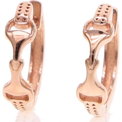 Authentic Genuine 925 sterling silver high polished huggie circle women simple no stone jewelry equestrian snaffle bit earring