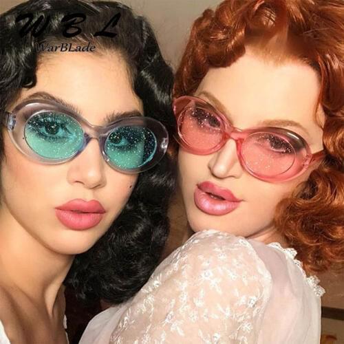 WarBLade Women Sunglasses 2019 Vintage Oval Glasses Glitter Lenses Eyewear for Men Brand Designer Candy multiple colour Sunglass