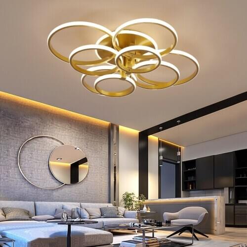 Modern LED Ceiling Lights For Bedroom Circle Gold/White/Black Plafon Decor Dining Room Lamps Fixture With Remote Control Lustre