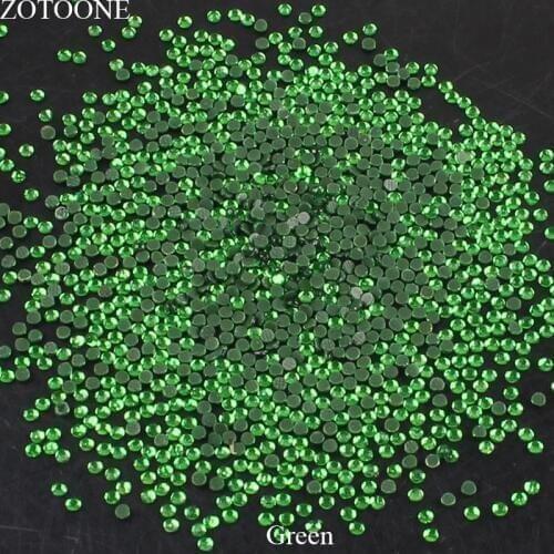 ZOTOONE HotFix FlatBack Glass Green Rhinestones For Nail Scrapbook Crystal Stones for Clothing Decorations Strass Applique E