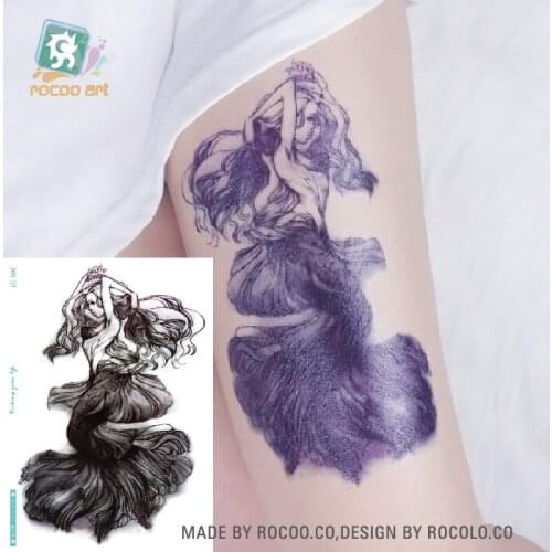 Rocooart Sexy Dancing Women Henna Tatuagem Tatoo Sticker Mermaid Temporary Tattoo Stickers For Men Arms Legs Fake Tattoo Taty