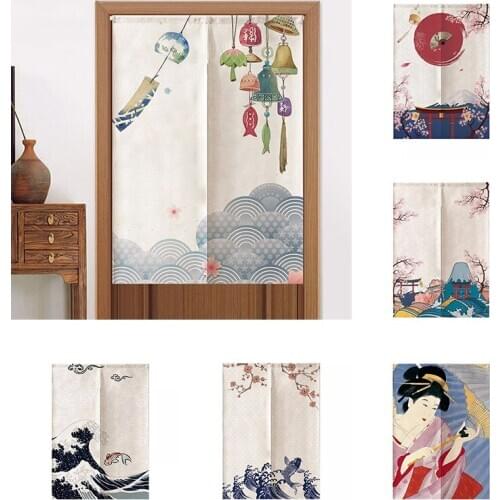 Japanese Cotton Linen Door Curtain Living Room Bedroom Partition Curtain Kitchen Bathroom Hanging Curtain