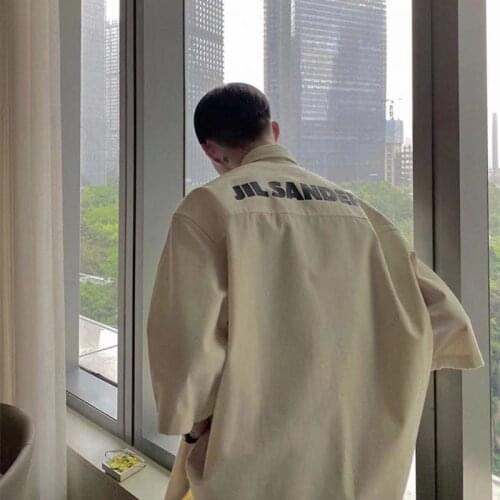 2021 Summer Women New Fashion Loose Cotton Denim Shirt Letter Print Blouse Female Casual Street Style Oversize Men Brand Tops