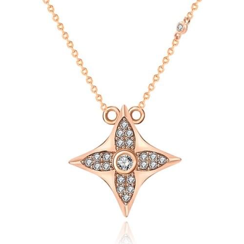 Micro Inlaid Zircon Four-pointed Star S925 Sterling Silver Necklace Female Fashion All-match Clavicle Chain