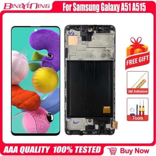 For Samsung Galaxy A51 LCD A515F SM-A515F/DS A515F/DS A515F Display Touch Screen Digitizer With Frame