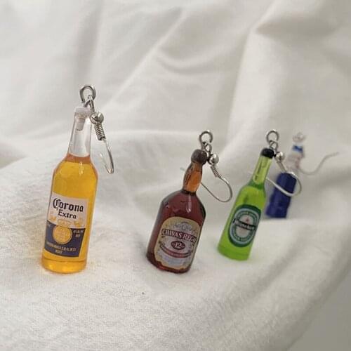 1 Pair New Funny Beer Bottle Cup Resin Earrings Women Fashion Drink Jewelry Creative Personality Birthday Gifts Girls