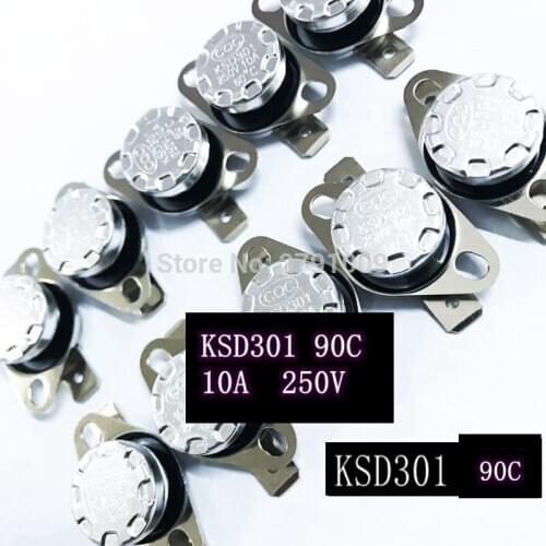 10pcs KSD301 90 Degrees NO Normally open Automatic Closure Temperature switch 90C Normally Closed Automatic Disconnecting Switch