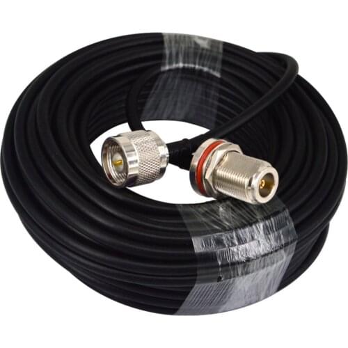 15-Meter(49.2 Ft) Low Loss N male to N female Bulkhead Connector Antenna Cable RG58 Cable Pigtail for Yagi Panel Outdoor Antenna