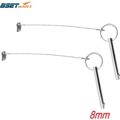 2PCS 8*76mm SS316 Boat Top Bimini Top Quick Release Ball Pin with Lanyard Marine Hardware Deck Hinge Replacement Accessories