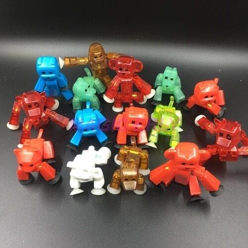 4/10pcs/set 8cm Sticky Robot Action Toy Figures with Sucker Deformable Plastic Animals Figure Toys