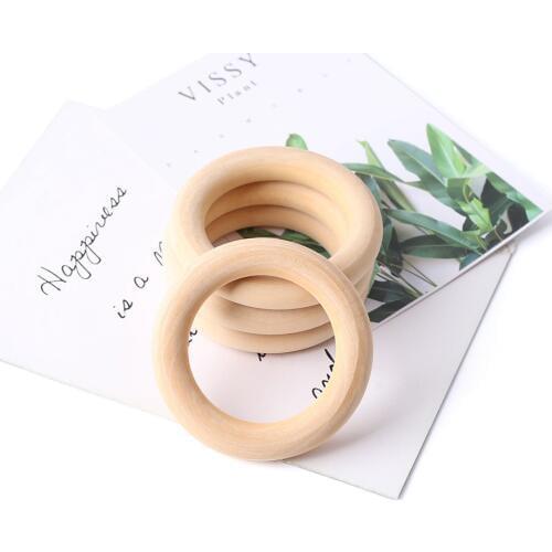 5Pc 70MM Natural Baby Wooden Teething Rings Teether Wooden Baby Teethers Baby Accessories For Kids DIY Crafts Children Goods Toy