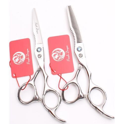 6'' 17.5cm Purple Dragon JP 440C Silver Hairdressing Scissors Cutting Shears Thinning Scissors Professional Hair Scissors Z1011