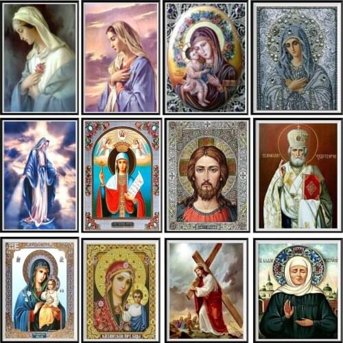 New 5D Crystal Diamond Painting DIY Religious Madonna Round Diamond Embroidery Home Decoration Christmas Gift DM2030