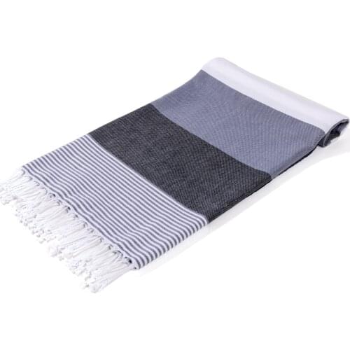 Large Beach Towel 100% Cotton Turkish Bath Towels Travel Sauna Pool Soft, Quick Dry Pestemal Size (100X180 cm) Grey with Tassels