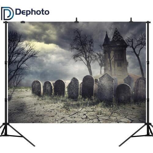 Dephoto seamless Photography Background terror cemetery Castle Halloween theme Backdrop professional photo studio