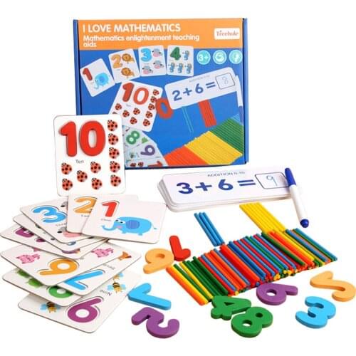 Kids Digital Enlightenment Aids Wooden Puzzle Child Number Matching Addition and Subtraction Interactive Math Toys for Children
