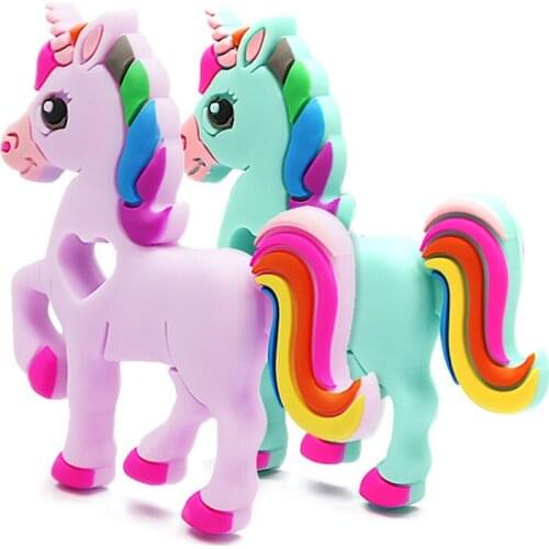 Baby Unicorn Silicone Teether Cartoon Toddler Molar Teether Pain Tool Kids Teething Baby Gift Natural Stop Sucking Thumb Toy
