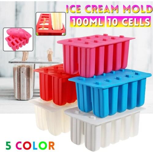 Ice Cream Mold 10 Cells Frozen Ice Cream Mould Maker Popsicle Yogurt Ice DIY Decorations