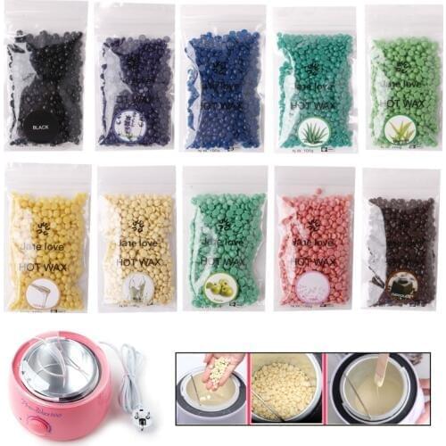 100g Women Men Painless Hair Removal Pellet Hot Film Hard Wax Beans Waxing Hot Bikini Face Body Depilatory No Strip Pellet