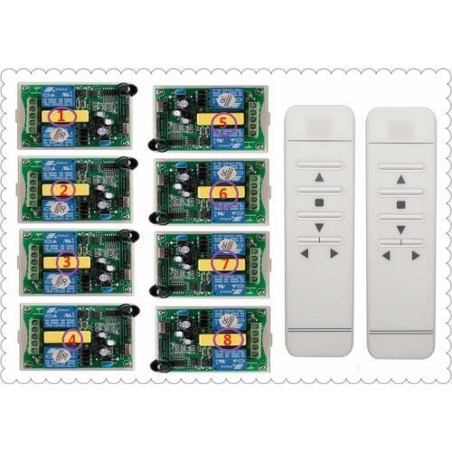 AC 220V 433mhz intelligent digital RF wireless remote control switch system 8*Receiver for projection screen/garage door/blinds