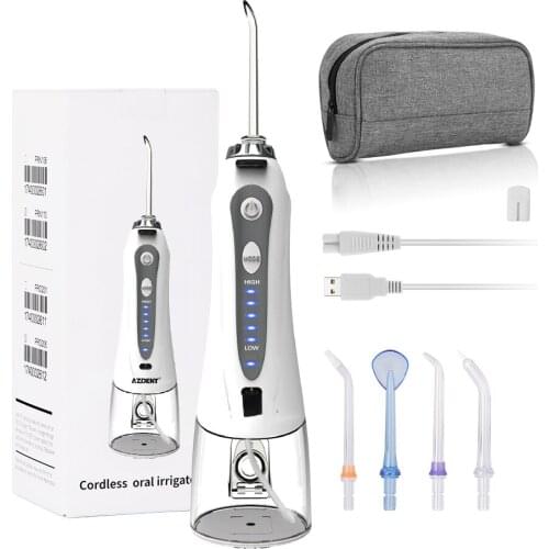 Irrigador Oral con bolsa de Estuche De Viaje, Cargador USB, agua, hilo Dental, 240ml, 5 puntas