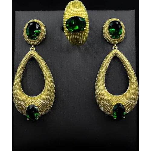 Jankelly water drop Earrings Finger Ring Pendientes Jewelry Set Gifts For Women brinco Wedding Engagement Wear bijou