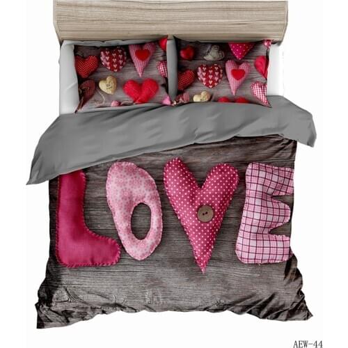 Love Heart-Shaped Valentines Day Quilt Cover Festival Celebration Decorate Love Nest Bedroom Bedding Set Bed Sheet