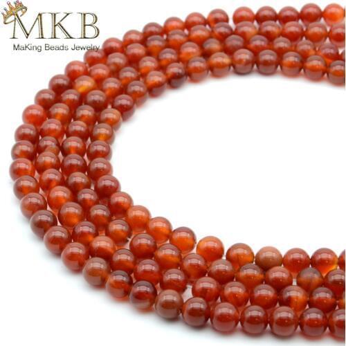 Gem Red Agates Stone Natural Carnelian Round Loose Beads for Jewelry Making 4 6 8 10 12mm Onyx Diy Bracelet Wholesale Perles