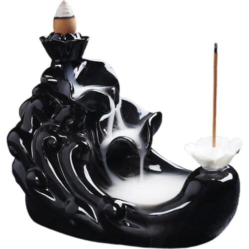 Backflow Incense Burner Waterfall Ceramic Smoke Censer Handicraft Room Home Decor Candle Aromatherapy Furnace Incense Base