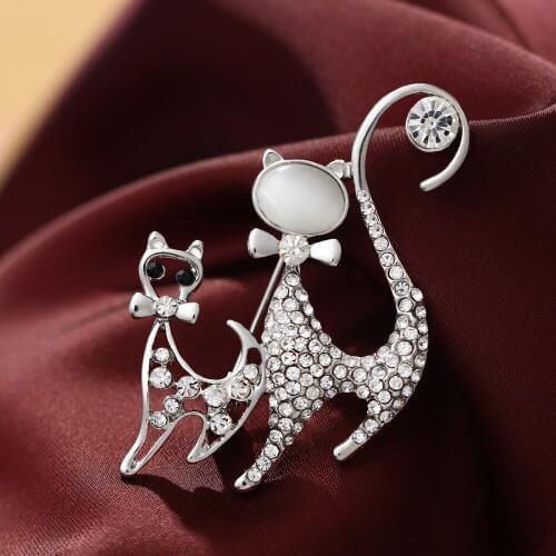 Cute Double Cat Brooch Pin Wedding Banquet Animal Exquisite Brooches For Women