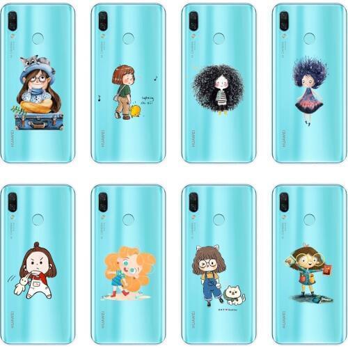 Soft Phone Case For Huawei Nova 2i 2 Lite Plus 3 3I 3E Cartoon Girl Cat Silicone Back Cover For Huawei Nova Smart Lite 2017 Case