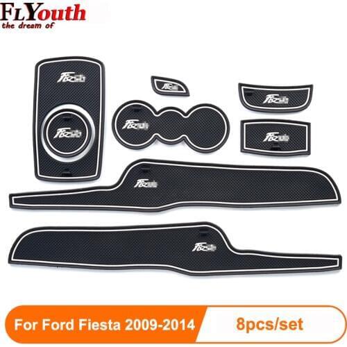 Anti-slip Non-slip Rubber Decorator Cup Sticker Gate Slot Pad Door Groove Mat For Ford Fiesta 2009-2014 Car Styling 8 pcs
