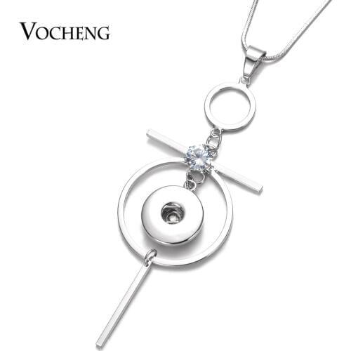 Newest Vocheng Snap Button Charm Jewelry 18mm Gingersnaps Charms Pendant Necklace Jewelry With 80CM Stainless steel Chain NN-692
