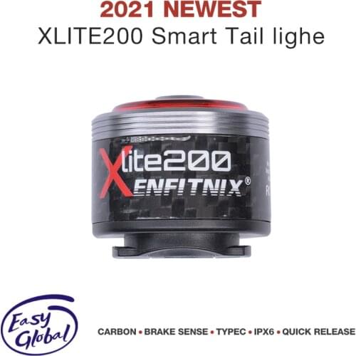 Enfitnix Newest Xlite200 Smart Tail Light T600 Carbon Fiber UltraLight Bright Led Warning Night Light Automatic Brake Rear Light