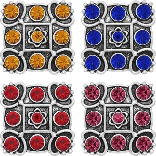New Beauty Square Rhinestone 20mm snap buttons For DIY snap jewelry snap necklace wholesale KZ3352