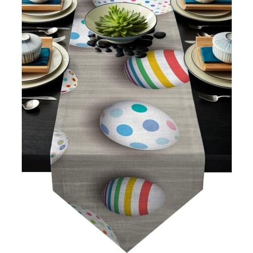 Easter Eggs Wood Grain Background Table Runner Christmas Hotel Wedding Dinner Party Table Decoration