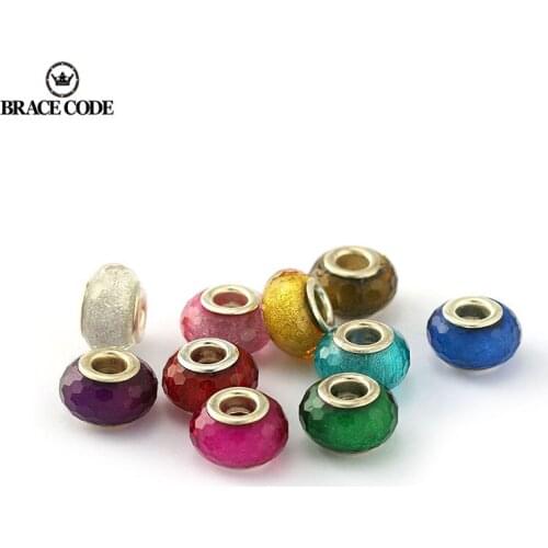 Resin Faceted Colorful Big hole Faceted Beaded European And American Popular Diy Brand Ladies Bracelet Loose Beads Accessories