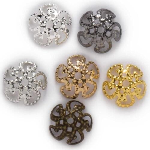 100 Piece Hollow Flower Petal Beads Cups Bulk End Spacer Charms Bead Caps Connectors Findings Accessories Jewelry Making 8-10mm