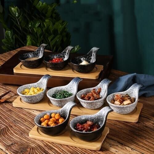 Japanese-style Tableware Oval Flavour Dish Snack Dish Dipping Snack Dish Hand Caviar Bowl Spoon Bowl Creative Kitchen Supplies