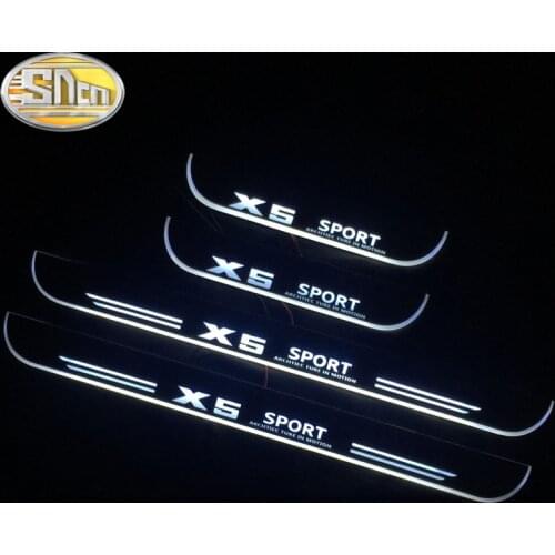 SNCN Waterproof Acrylic Moving LED Welcome Pedal Car Scuff Plate Pedal Door Sill Pathway Light For BMW X5 E53 E70 F15 G05