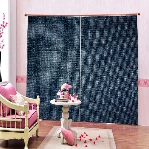 Modern Blue Color Fabric Blackout Curtains for living room bedroom blackout curtains luxury stereoscopic curtains