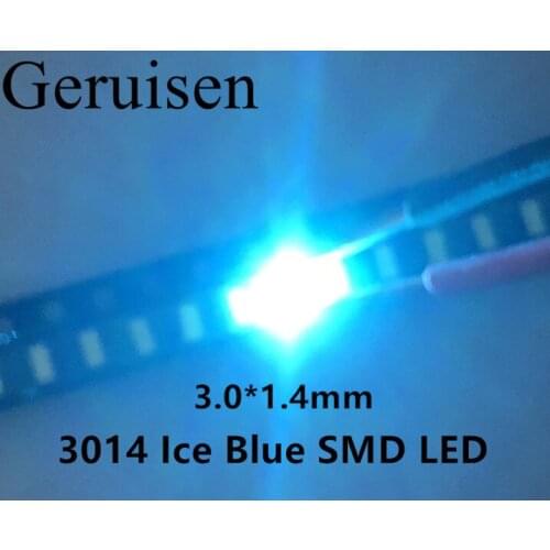 3014 LED 100PCS/LOT Chip ice blue Ultra Bright 0.1W 8-10LM 30mA 3V Surface Mount Chip Light Emitting Diode Lamp SMD Bead/1000PCS