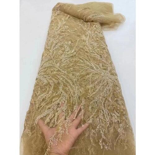 Tulle Lace SYJ-6988811 African Sequence Lace Fabric with Beads High Quality Nigerian French Mesh Net Lace Fabric