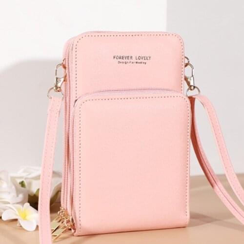 Touchable Screen Vintage PU Leather Change Bag Holders Phone Pouch Multifunction High Capacity Wallet Crossbody Coin Purses