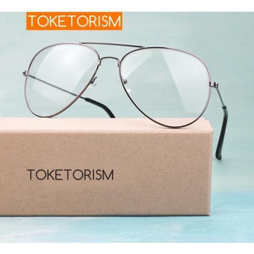 Toketorism Vintage Classic Pilot Metal Frame Clear Lenses Glasses for Men and Women 6203