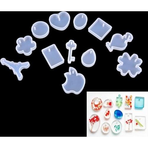 1/4/5/12pcs Puzzle Piece Gemstone Crystal Epoxy Resin Mold DIY Jewelry Pendant Making Tools Epoxy Clear Silicone Mould